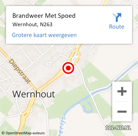 Locatie op kaart van de 112 melding: Brandweer Met Spoed Naar Wernhout, N263 op 18 januari 2018 11:50