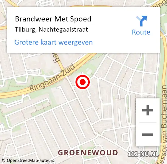 Locatie op kaart van de 112 melding: Brandweer Met Spoed Naar Tilburg, Nachtegaalstraat op 18 januari 2018 11:52