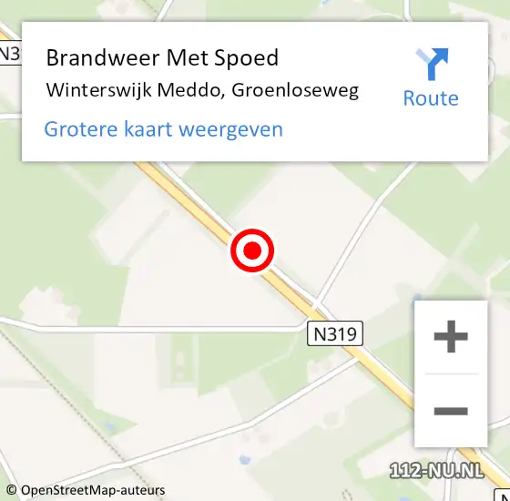 Locatie op kaart van de 112 melding: Brandweer Met Spoed Naar Winterswijk Meddo, Groenloseweg op 18 januari 2018 11:53