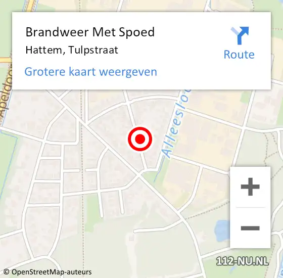 Locatie op kaart van de 112 melding: Brandweer Met Spoed Naar Hattem, Tulpstraat op 18 januari 2018 11:54