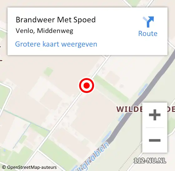 Locatie op kaart van de 112 melding: Brandweer Met Spoed Naar Venlo, Middenweg op 18 januari 2018 11:54