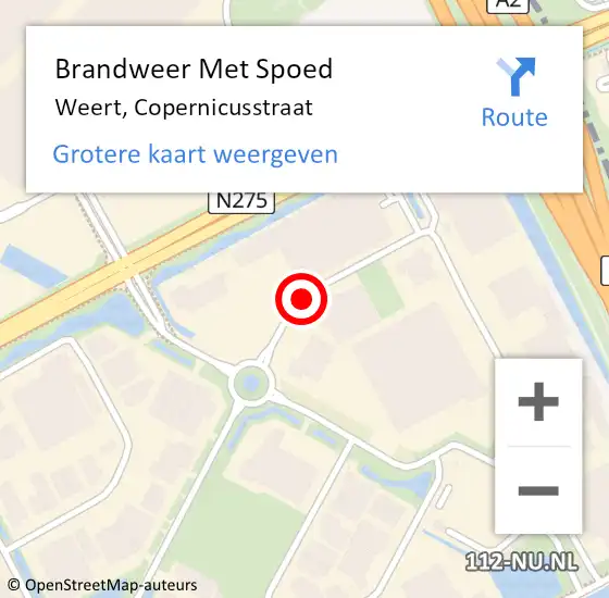 Locatie op kaart van de 112 melding: Brandweer Met Spoed Naar Weert, Copernicusstraat op 18 januari 2018 11:55