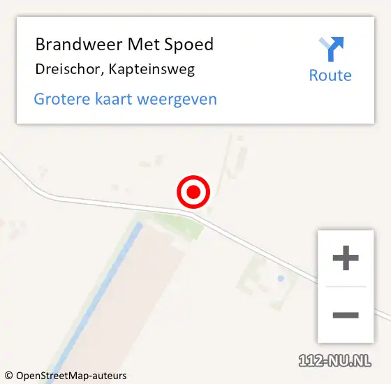 Locatie op kaart van de 112 melding: Brandweer Met Spoed Naar Dreischor, Kapteinsweg op 18 januari 2018 11:58