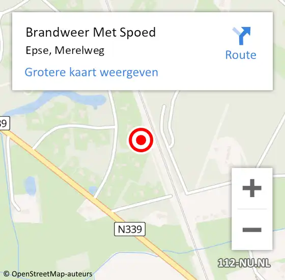 Locatie op kaart van de 112 melding: Brandweer Met Spoed Naar Epse, Merelweg op 18 januari 2018 11:58