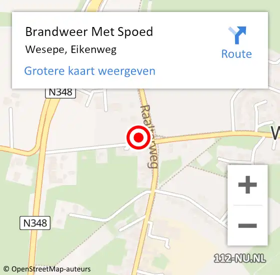 Locatie op kaart van de 112 melding: Brandweer Met Spoed Naar Wesepe, Eikenweg op 18 januari 2018 11:58