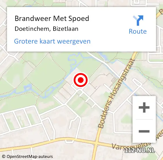 Locatie op kaart van de 112 melding: Brandweer Met Spoed Naar Doetinchem, Bizetlaan op 18 januari 2018 11:59