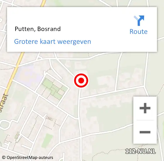 Locatie op kaart van de 112 melding:  Putten, Bosrand op 18 januari 2018 11:59