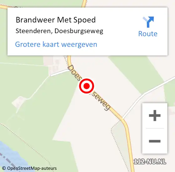 Locatie op kaart van de 112 melding: Brandweer Met Spoed Naar Steenderen, Doesburgseweg op 18 januari 2018 11:59