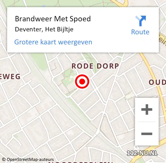 Locatie op kaart van de 112 melding: Brandweer Met Spoed Naar Deventer, Het Bijltje op 18 januari 2018 12:01