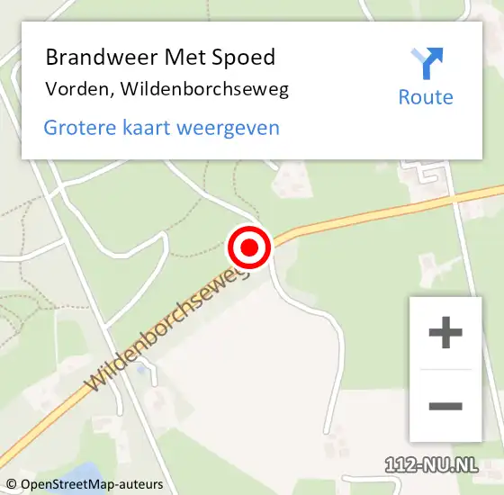 Locatie op kaart van de 112 melding: Brandweer Met Spoed Naar Vorden, Wildenborchseweg op 18 januari 2018 12:02