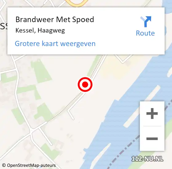 Locatie op kaart van de 112 melding: Brandweer Met Spoed Naar Kessel, Haagweg op 18 januari 2018 12:12