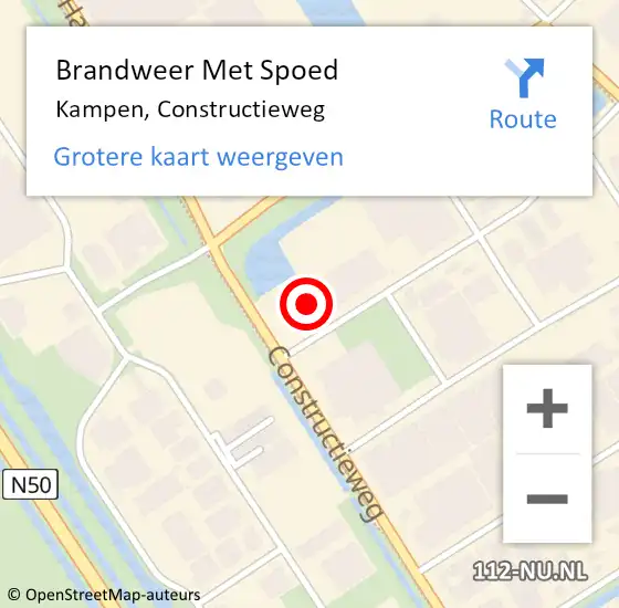 Locatie op kaart van de 112 melding: Brandweer Met Spoed Naar Kampen, Constructieweg op 18 januari 2018 12:12