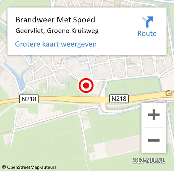 Locatie op kaart van de 112 melding: Brandweer Met Spoed Naar Geervliet, Groene Kruisweg op 18 januari 2018 12:14