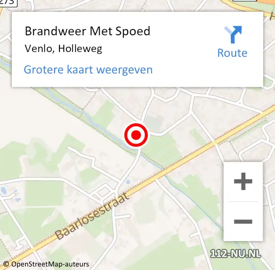Locatie op kaart van de 112 melding: Brandweer Met Spoed Naar Venlo, Holleweg op 18 januari 2018 12:15