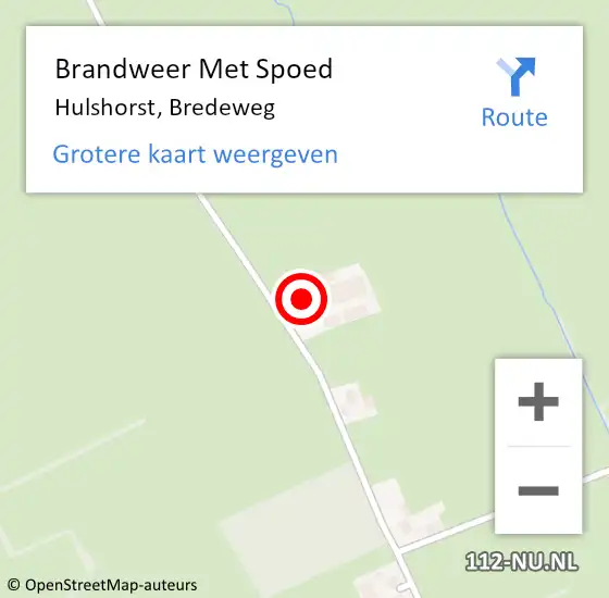 Locatie op kaart van de 112 melding: Brandweer Met Spoed Naar Hulshorst, Bredeweg op 18 januari 2018 12:16