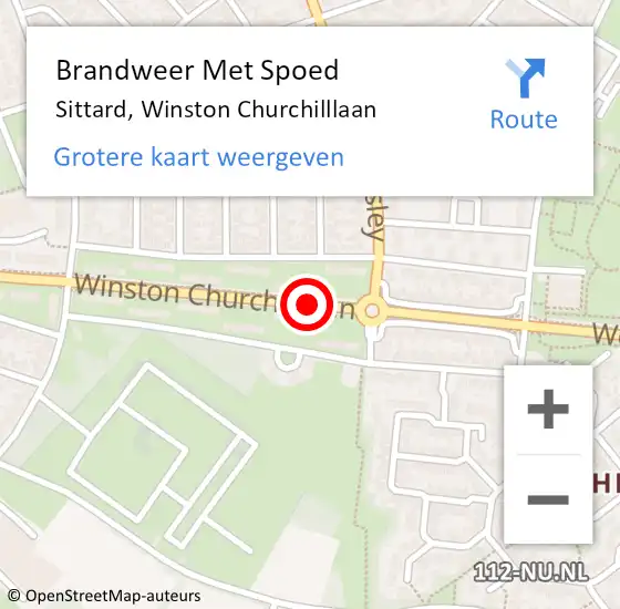 Locatie op kaart van de 112 melding: Brandweer Met Spoed Naar Sittard, Winston Churchilllaan op 18 januari 2018 12:17