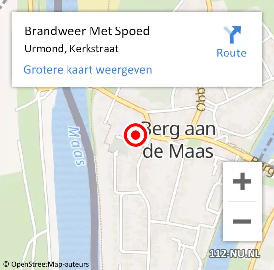 Locatie op kaart van de 112 melding: Brandweer Met Spoed Naar Urmond, Kerkstraat op 18 januari 2018 12:18