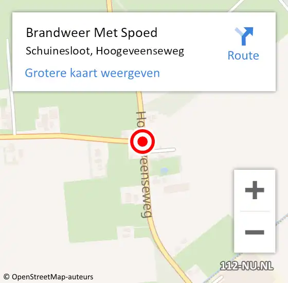 Locatie op kaart van de 112 melding: Brandweer Met Spoed Naar Schuinesloot, Hoogeveenseweg op 18 januari 2018 12:20