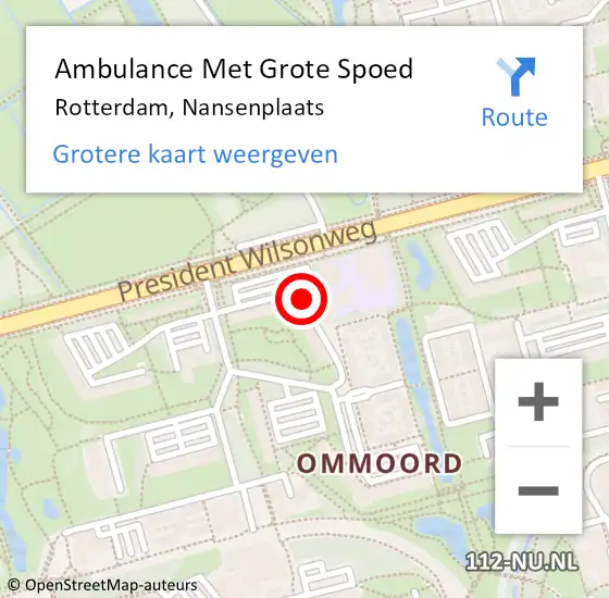 Locatie op kaart van de 112 melding: Ambulance Met Grote Spoed Naar Rotterdam, Nansenplaats op 18 januari 2018 12:22