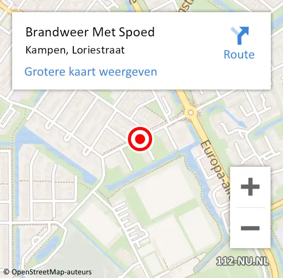 Locatie op kaart van de 112 melding: Brandweer Met Spoed Naar Kampen, Loriestraat op 18 januari 2018 12:24