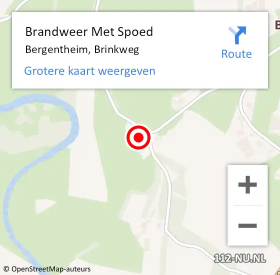 Locatie op kaart van de 112 melding: Brandweer Met Spoed Naar Bergentheim, Brinkweg op 18 januari 2018 12:24