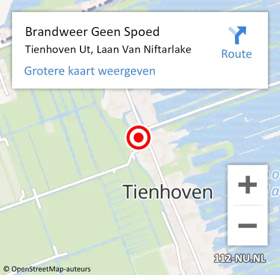 Locatie op kaart van de 112 melding: Brandweer Geen Spoed Naar Tienhoven Ut, Laan Van Niftarlake op 18 januari 2018 12:25