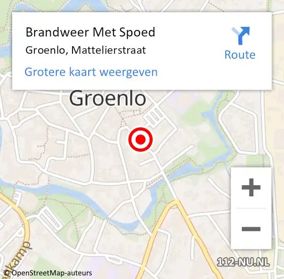 Locatie op kaart van de 112 melding: Brandweer Met Spoed Naar Groenlo, Mattelierstraat op 18 januari 2018 12:27