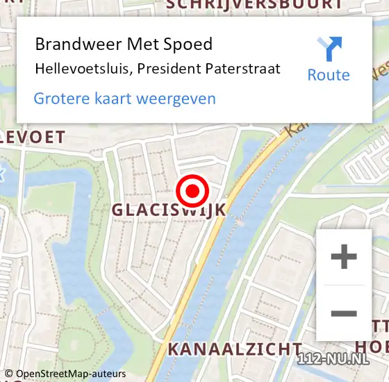 Locatie op kaart van de 112 melding: Brandweer Met Spoed Naar Hellevoetsluis, President Paterstraat op 18 januari 2018 12:27