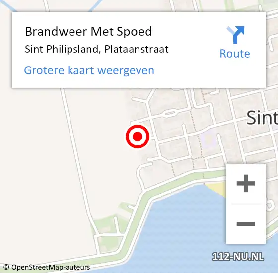 Locatie op kaart van de 112 melding: Brandweer Met Spoed Naar Sint Philipsland, Plataanstraat op 18 januari 2018 12:27