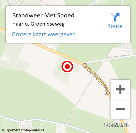 Locatie op kaart van de 112 melding: Brandweer Met Spoed Naar Haarlo, Groenloseweg op 18 januari 2018 12:33