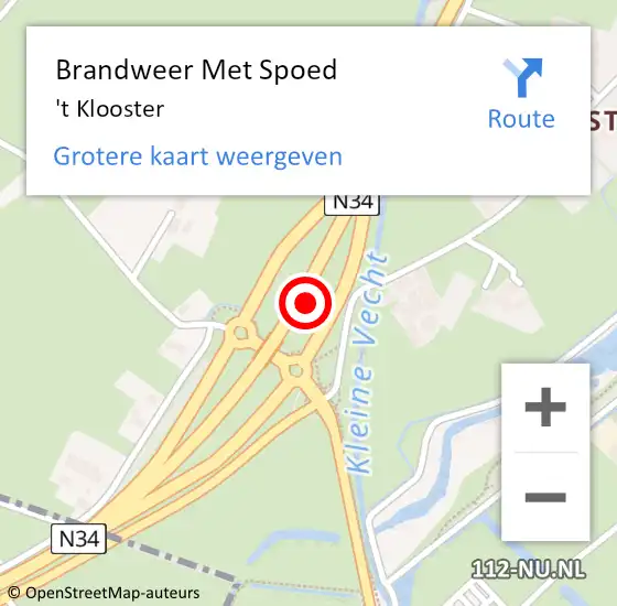 Locatie op kaart van de 112 melding: Brandweer Met Spoed Naar 't Klooster op 18 januari 2018 12:36