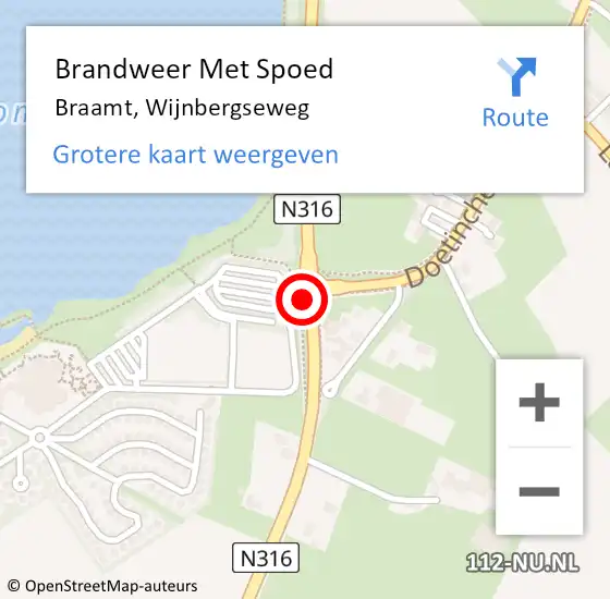 Locatie op kaart van de 112 melding: Brandweer Met Spoed Naar Braamt, Wijnbergseweg op 18 januari 2018 12:36