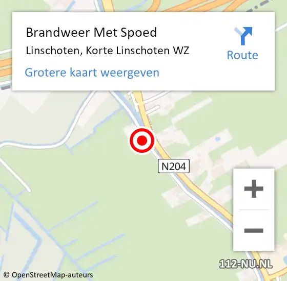 Locatie op kaart van de 112 melding: Brandweer Met Spoed Naar Linschoten, Korte Linschoten WZ op 18 januari 2018 12:37