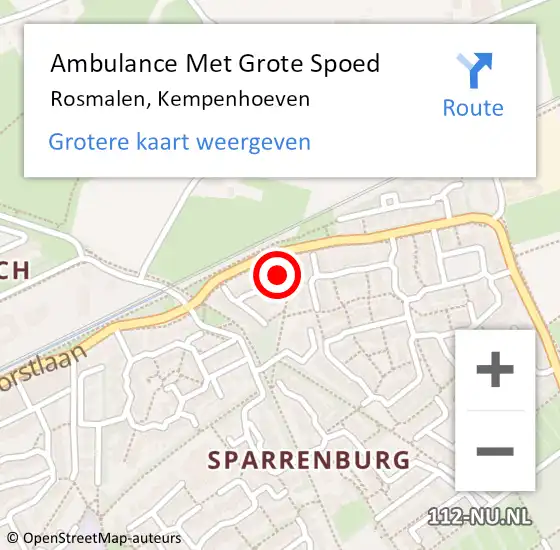 Locatie op kaart van de 112 melding: Ambulance Met Grote Spoed Naar Rosmalen, Kempenhoeven op 18 januari 2018 12:40