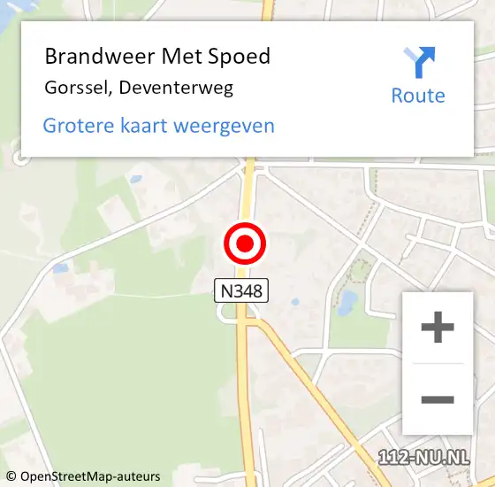 Locatie op kaart van de 112 melding: Brandweer Met Spoed Naar Gorssel, Deventerweg op 18 januari 2018 12:40