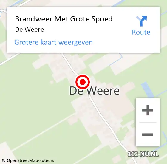 Locatie op kaart van de 112 melding: Brandweer Met Grote Spoed Naar De Weere op 18 januari 2018 12:40