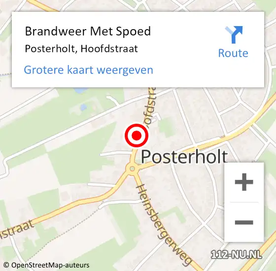 Locatie op kaart van de 112 melding: Brandweer Met Spoed Naar Posterholt, Hoofdstraat op 18 januari 2018 12:41