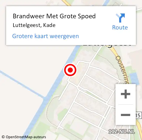 Locatie op kaart van de 112 melding: Brandweer Met Grote Spoed Naar Luttelgeest, Kade op 18 januari 2018 12:44