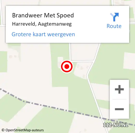 Locatie op kaart van de 112 melding: Brandweer Met Spoed Naar Harreveld, Aagtemanweg op 18 januari 2018 12:45