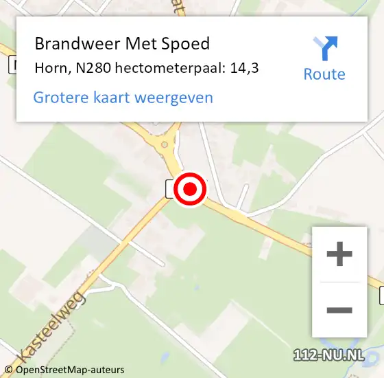 Locatie op kaart van de 112 melding: Brandweer Met Spoed Naar Horn, N280 hectometerpaal: 14,3 op 18 januari 2018 12:45