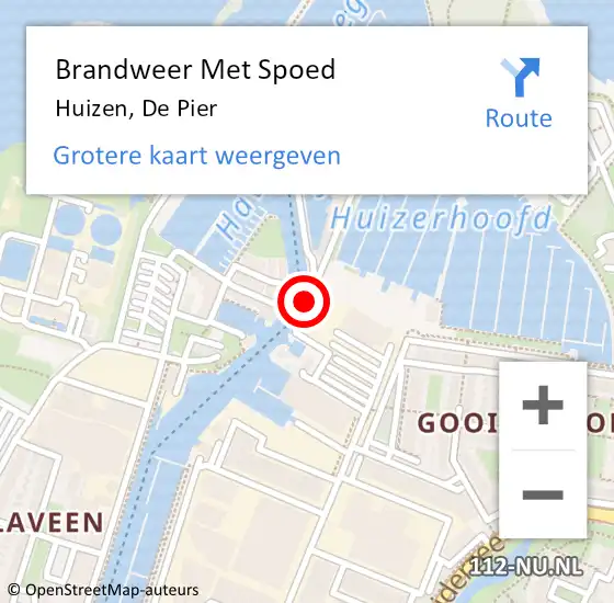 Locatie op kaart van de 112 melding: Brandweer Met Spoed Naar Huizen, De Pier op 18 januari 2018 12:48