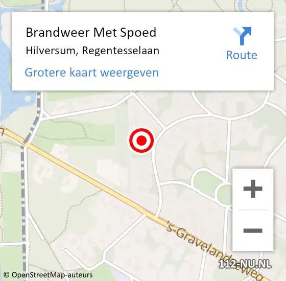 Locatie op kaart van de 112 melding: Brandweer Met Spoed Naar Hilversum, Regentesselaan op 18 januari 2018 12:53