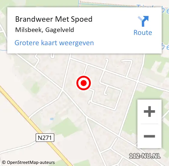 Locatie op kaart van de 112 melding: Brandweer Met Spoed Naar Milsbeek, Gagelveld op 18 januari 2018 12:53