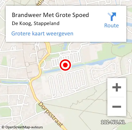 Locatie op kaart van de 112 melding: Brandweer Met Grote Spoed Naar De Koog, Stappeland op 18 januari 2018 12:55