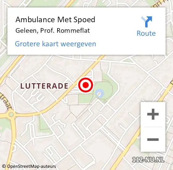 Locatie op kaart van de 112 melding: Ambulance Met Spoed Naar Geleen, Prof. Rommeflat op 22 september 2013 11:46