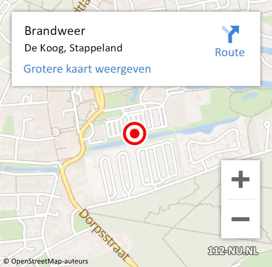 Locatie op kaart van de 112 melding: Brandweer De Koog, Stappeland op 18 januari 2018 12:56