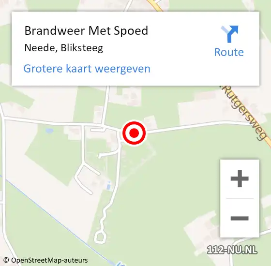 Locatie op kaart van de 112 melding: Brandweer Met Spoed Naar Neede, Bliksteeg op 18 januari 2018 12:58