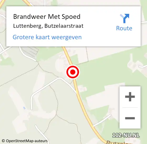 Locatie op kaart van de 112 melding: Brandweer Met Spoed Naar Luttenberg, Butzelaarstraat op 18 januari 2018 12:59