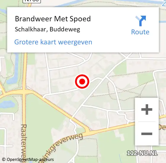 Locatie op kaart van de 112 melding: Brandweer Met Spoed Naar Schalkhaar, Buddeweg op 18 januari 2018 13:06