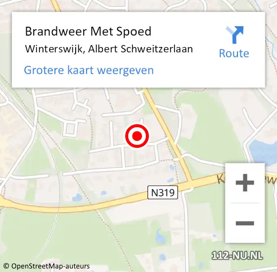 Locatie op kaart van de 112 melding: Brandweer Met Spoed Naar Winterswijk, Albert Schweitzerlaan op 18 januari 2018 13:07